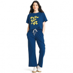Night Suit for Women's Typography Printed Cotton Night Dress of Top and Wide Bottom Pyjama